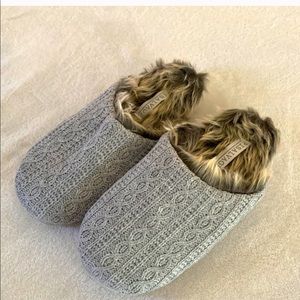 PJ Salvage faux fur slippers